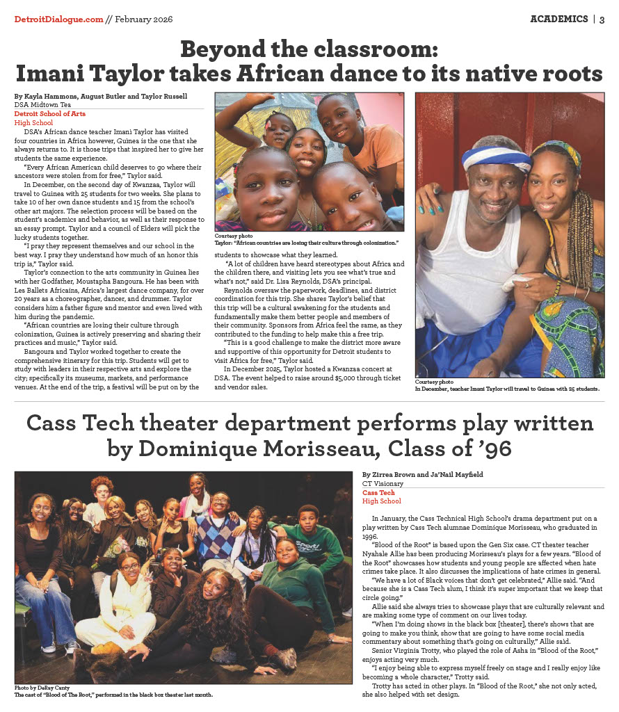 Inside page of Detroit Dialogue designed by Kira Gendjar.